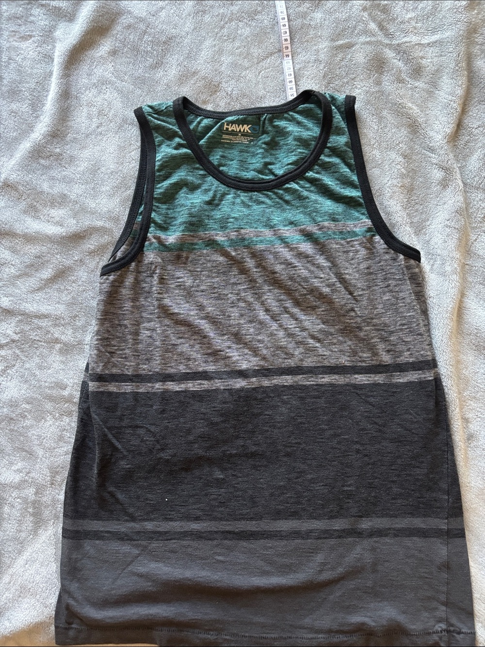 Tony Hawk Teal, Gray & Black Striped Men’s Tank- Medium